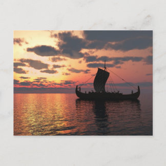 Viking Longship vid Sunset Vykort