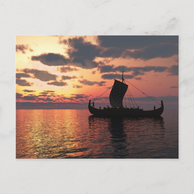 Viking Longship vid Sunset Vykort (Framsida)