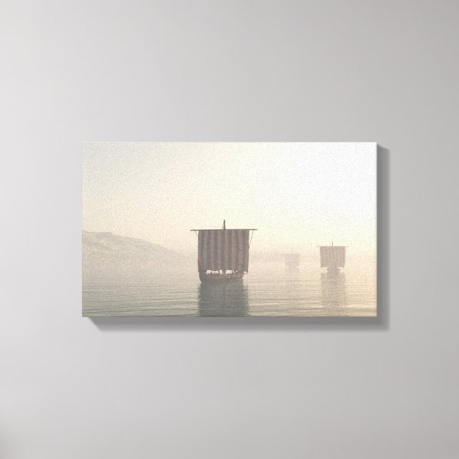 Viking Longships in Mist Canvastryck (Framsida)