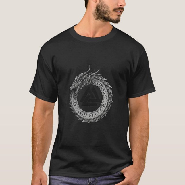 Viking Mäns Vegvisir Keltiska Germanska Valhalla K T Shirt (Framsida)