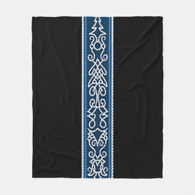 Viking Mönster Blue Fleecefilt (Framsidan)