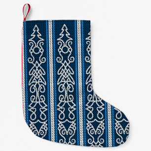 Viking Mönster Blue Liten Julstrumpa