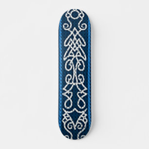 Viking Mönster Blue Mini Skateboard Bräda 18,5 Cm