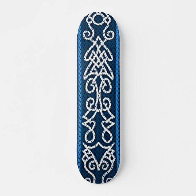 Viking Mönster Blue Mini Skateboard Bräda 18,5 Cm (Framsida)