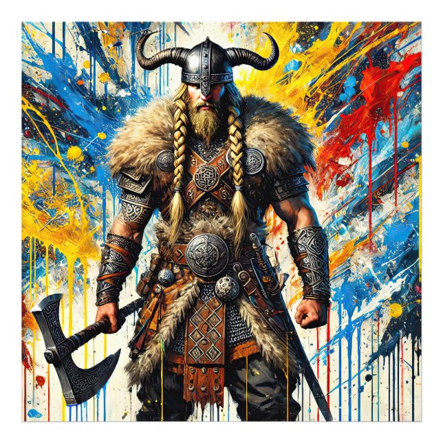 Viking Nordic Scandinavian warrior medieval myth Fototryck (Framsidan)