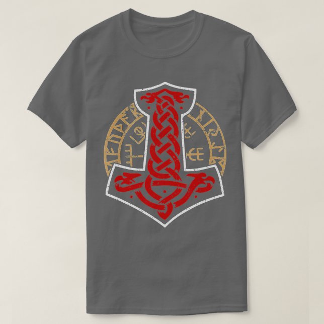 Viking Norge Norsk Skandinavian Mjolnir Hamme T Shirt (Design framsida)