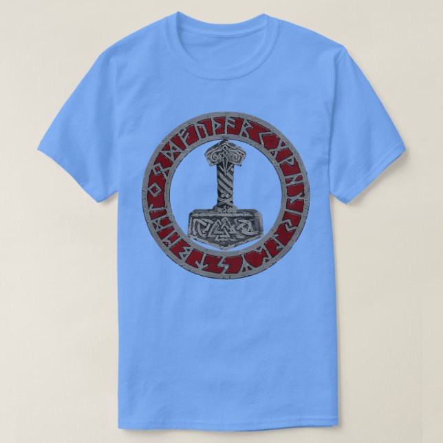Viking Norse Mythology Thors Mjolnir Vegvisir Rune T Shirt (Design framsida)