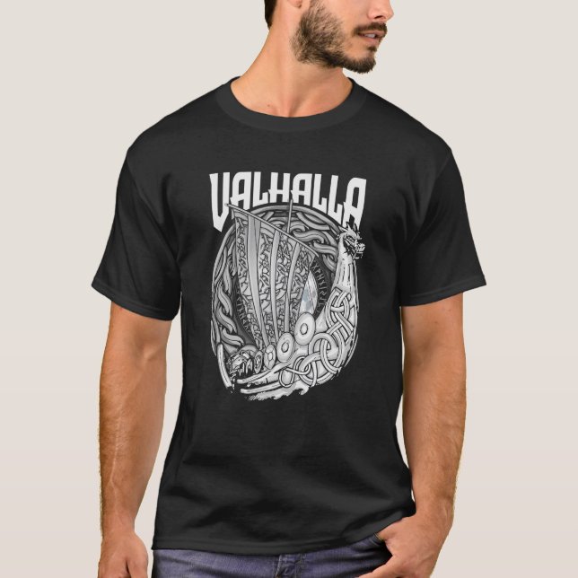 Viking Norseman Boat Viking Frakt Runes Odin Valha T Shirt (Framsida)