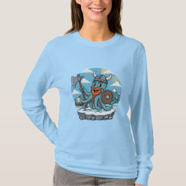 Viking Octopus Cartoon Funny Womens | Mens Skyblue T Shirt