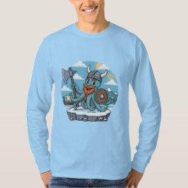 Viking Octopus Cartoon Funny Womens | Mens Skyblue T Shirt