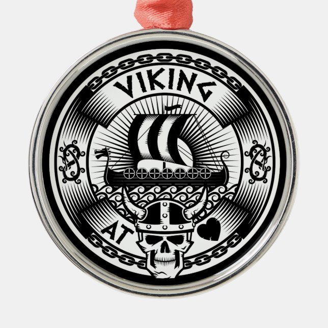 Viking på hjärta julgransprydnad metall (Framsidan)