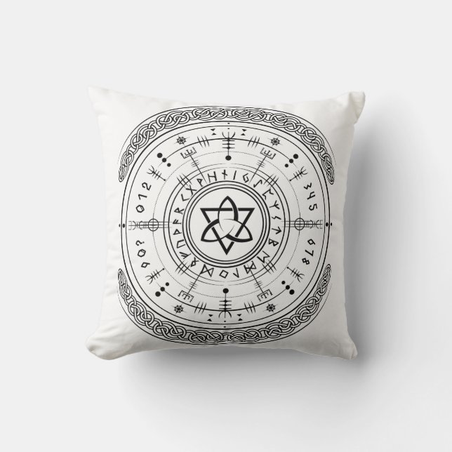 Viking Pagan Asatru Runic Compass, Vegvisir Runes Kudde (Framsida)