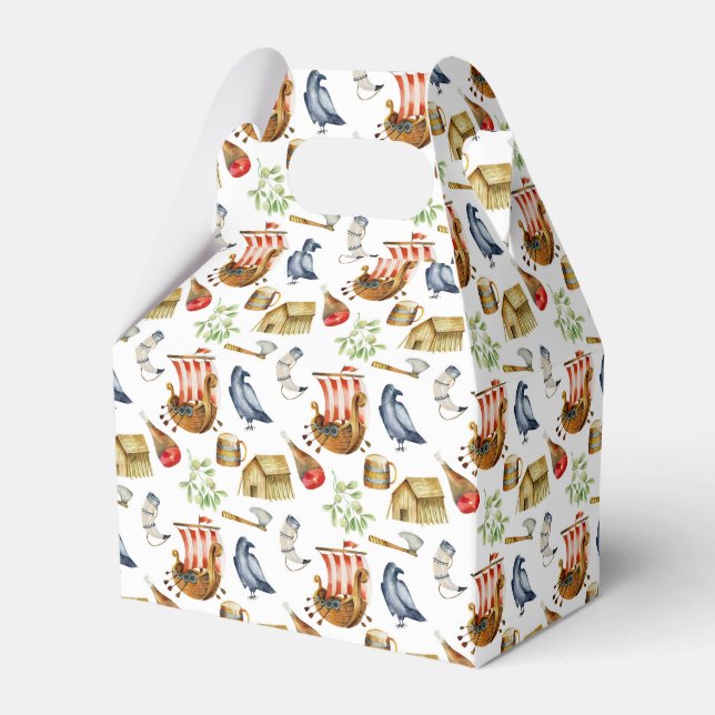 Viking party theme boys blue red pattern presentaskar (Framsidan Sidan)