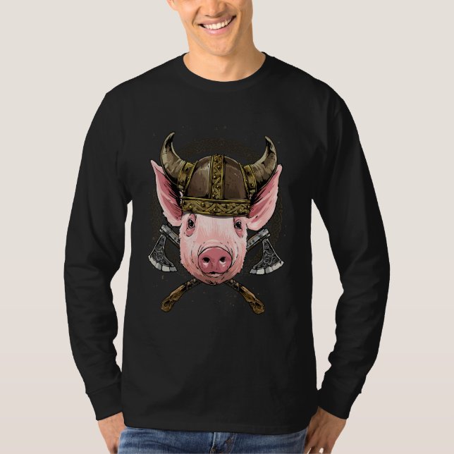 Viking Pig Renaissance Norse Pagan Valhalla Farmer T Shirt (Framsida)