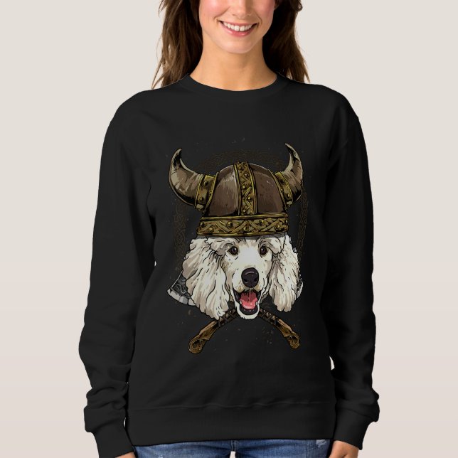 Viking Poodle Renaissance Norse Pagan Valhalla Dog T Shirt (Framsida)
