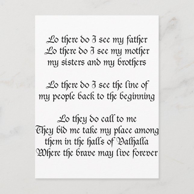 Viking Prayer Lo där ser jag Far Vykort (Framsida)