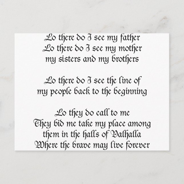 Viking Prayer Lo där ser jag Far Vykort (Framsida)