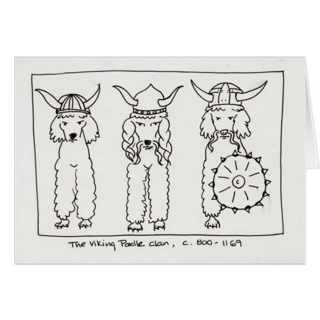 Viking pudel hälsningskort (Framsidan Horizontal)