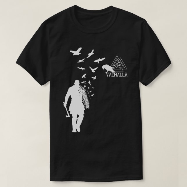 Viking Ragnar Lodbrok Valhalla Odin Ravens Pullove T Shirt (Design framsida)