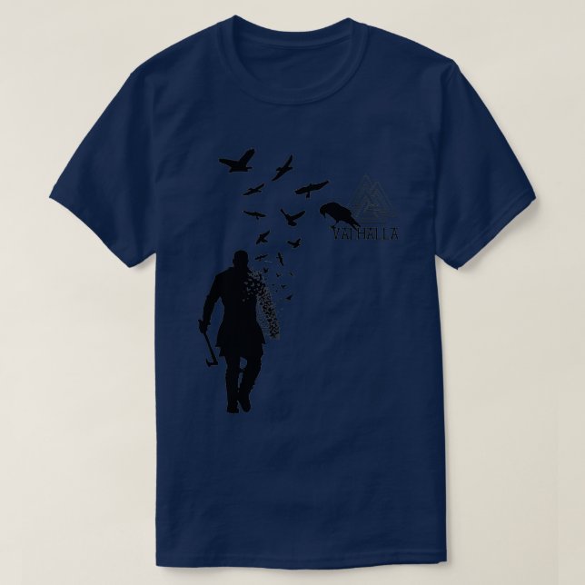 Viking Ragnar Lodbrok Valhalla Odin Ravens  T Shirt (Design framsida)
