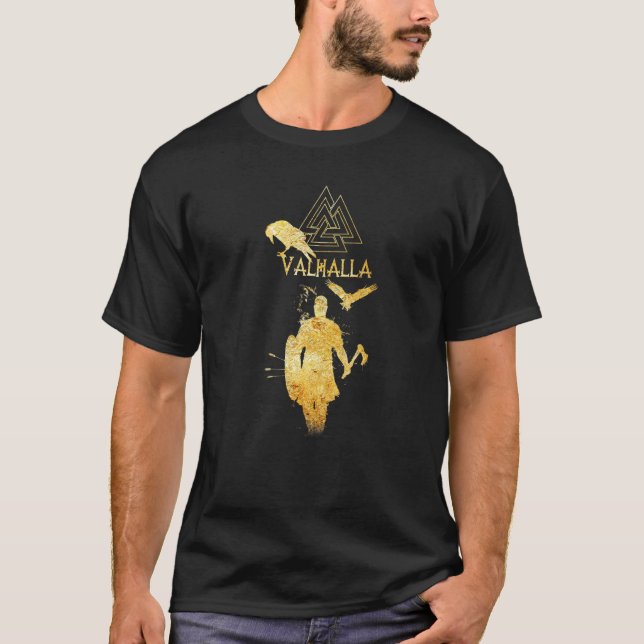 Viking Ragnar Lodbrok Valhalla Odin Ravens T Shirt (Framsida)