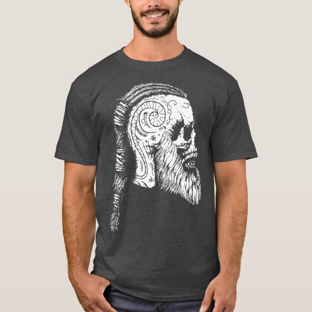 Viking Ragnar Lothbrok Valhalla Tattoo på T Shirt (Framsida)