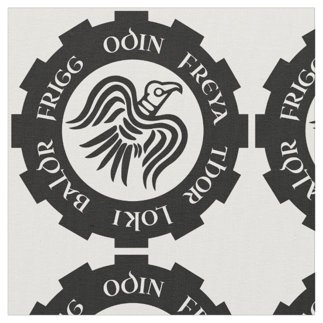 Viking Raven Banner Thor Freya Loki Tyg (Närbild)