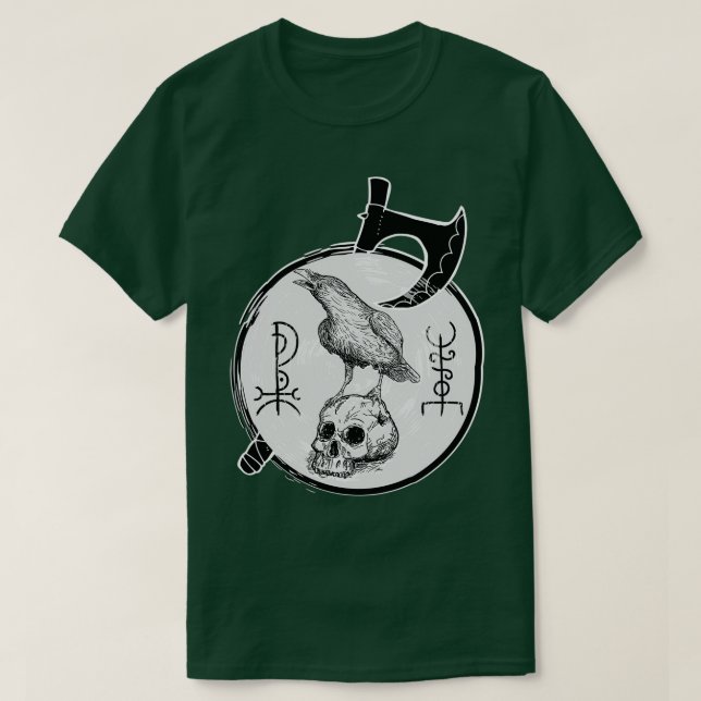 Viking Raven på Skull 1 T Shirt (Design framsida)