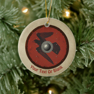 Viking Raven Shield Julgransprydnad Keramik