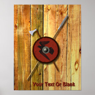 Viking Raven Shield och Weapons Poster