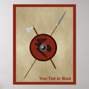 Viking Raven Shield och Weapons Poster