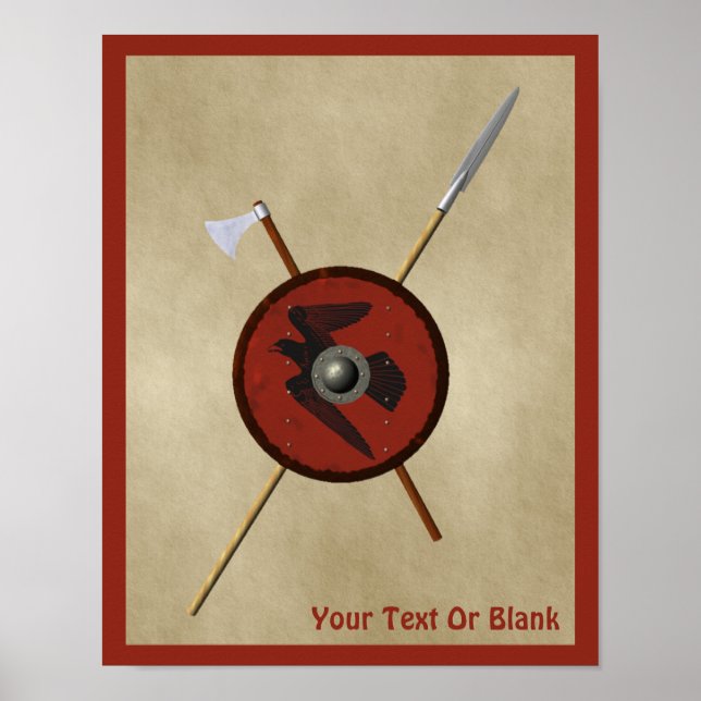 Viking Raven Shield och Weapons Poster (Framsidan)