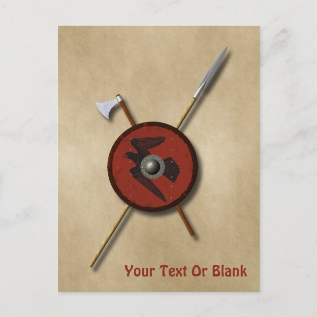 Viking Raven Shield och Weapons Vykort (Framsida)