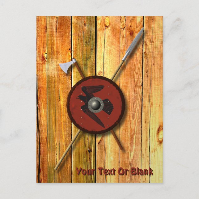 Viking Raven Shield och Weapons Vykort (Framsida)