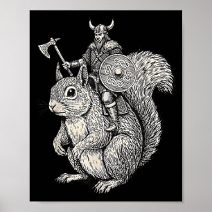 Viking ridande ekorre rolig krigare konst poster