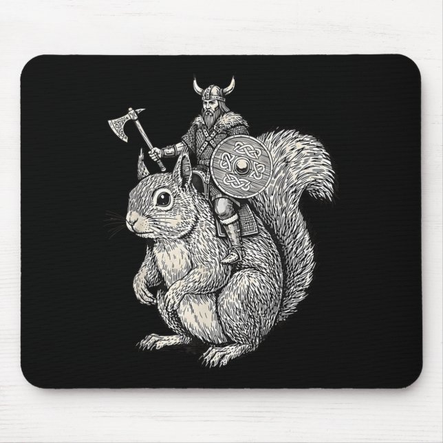 Viking ritt Squirrel rolig krigare konst  Musmatta (Framsidan)