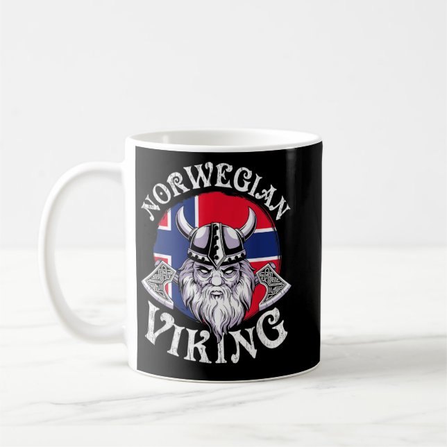 Viking Roliga Norge Flagga Vikingar Kaffemugg (Vänster)