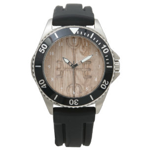 Viking runa på knäckt trä armbandsur