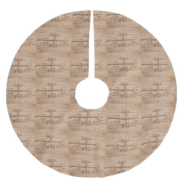 Viking Rune på spackat trä Julgransmatta Borstad Polyester (Framsidan)