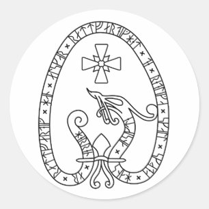 Viking Rune Stone black and white Runt Klistermärke