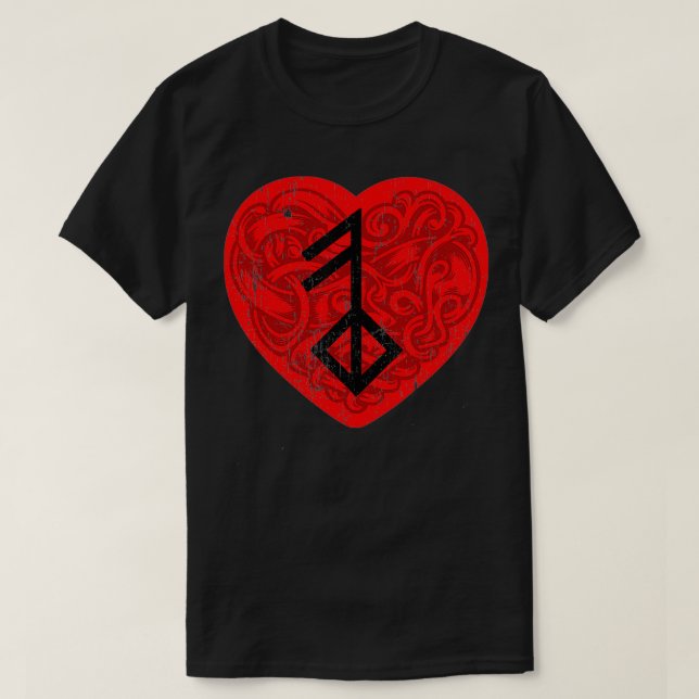 Viking Rune- symbol för Kärlek Ancient Norse Runic T Shirt (Design framsida)