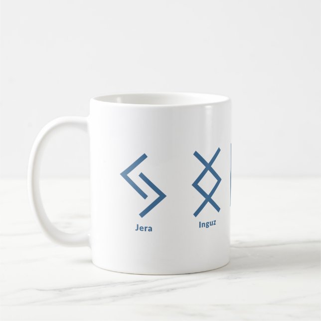 Viking Runes Norse Mythology Navy Geometric Kaffemugg (Vänster)