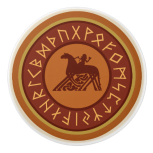 Viking runor, Odin och Sleipnir illustration Knopp