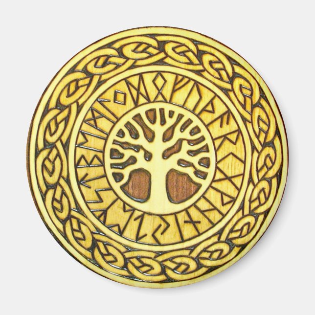 Viking Runor with Träd-kylskåp Magnet (Framsidan)