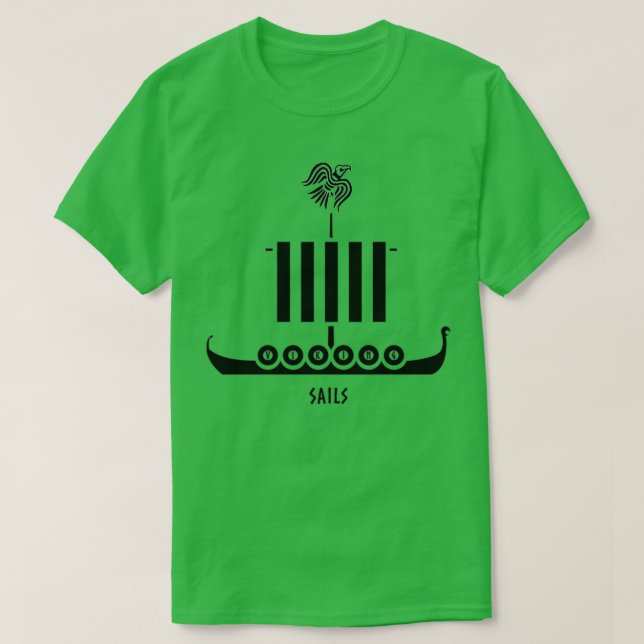 Viking Sails med flagga Raven T Shirt (Design framsida)
