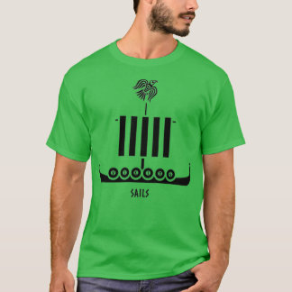 Viking Sails med flagga Raven T Shirt