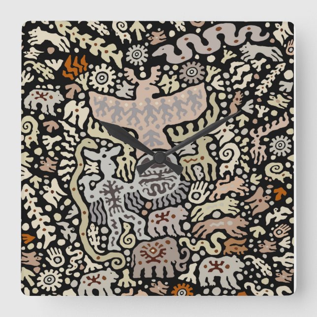 Viking Shaman Ritual Wall Clock Fyrkantig Klocka (Framsida)