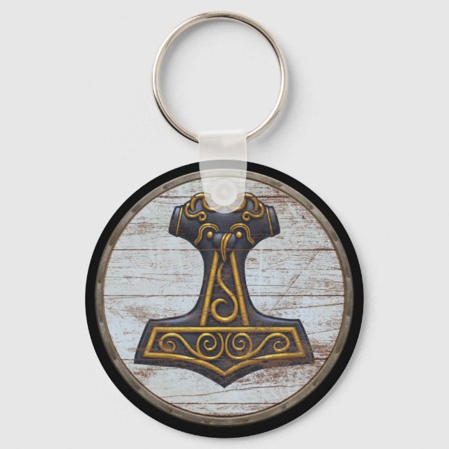 Viking Shield Keychain - Thors Hammer Nyckelring (Framsida)