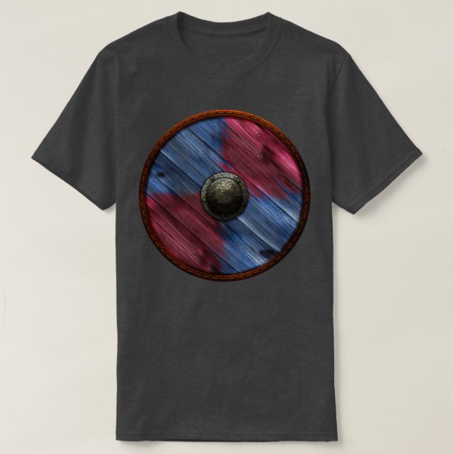 Viking Shield-kvarteret röd blå T Shirt (Design framsida)