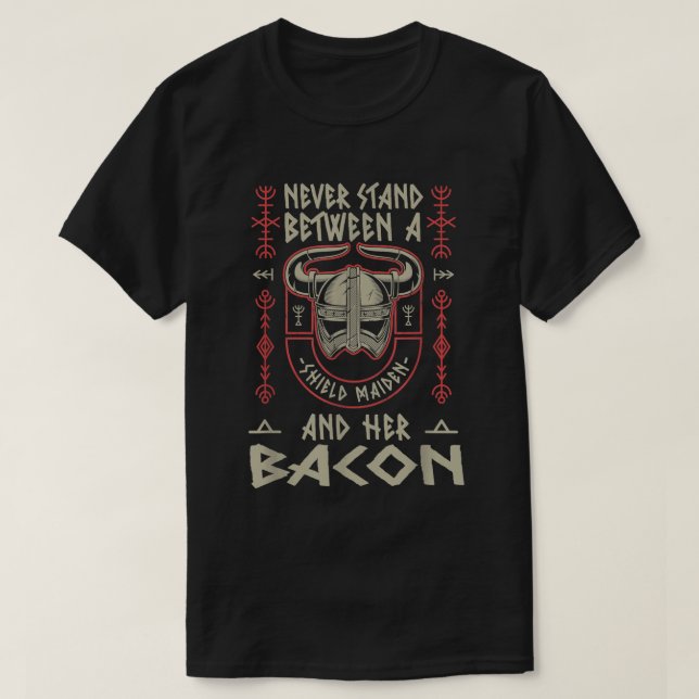Viking Shield Maiden Bacon Älskare Norse Gris Bell T Shirt (Design framsida)